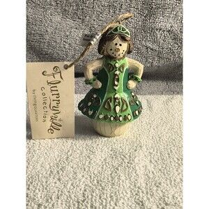 Vtg Living Quarters Flurryville Trinity Tara Irish Snowman Ornament Dress Tag
